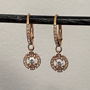 Gold Swarovski Crystal Lever Back Drop Earrings